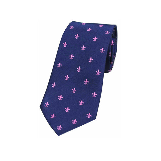 Fleur de Lys on Navy Ground Silk Tie