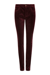 Dubarry Honeysuckle Pincord Trousers in Raisin, showing the slim legs, belt loops and front pockets.
