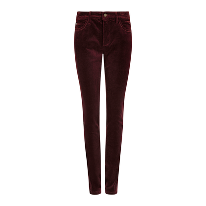 Dubarry Honeysuckle Pincord Trousers in Raisin, showing the slim legs, belt loops and front pockets.