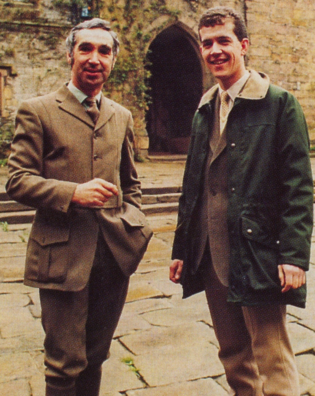 John and Martin Brocklehurst pictured in the courtyard at Haddon Hall in the Peak District, Derbyshire.