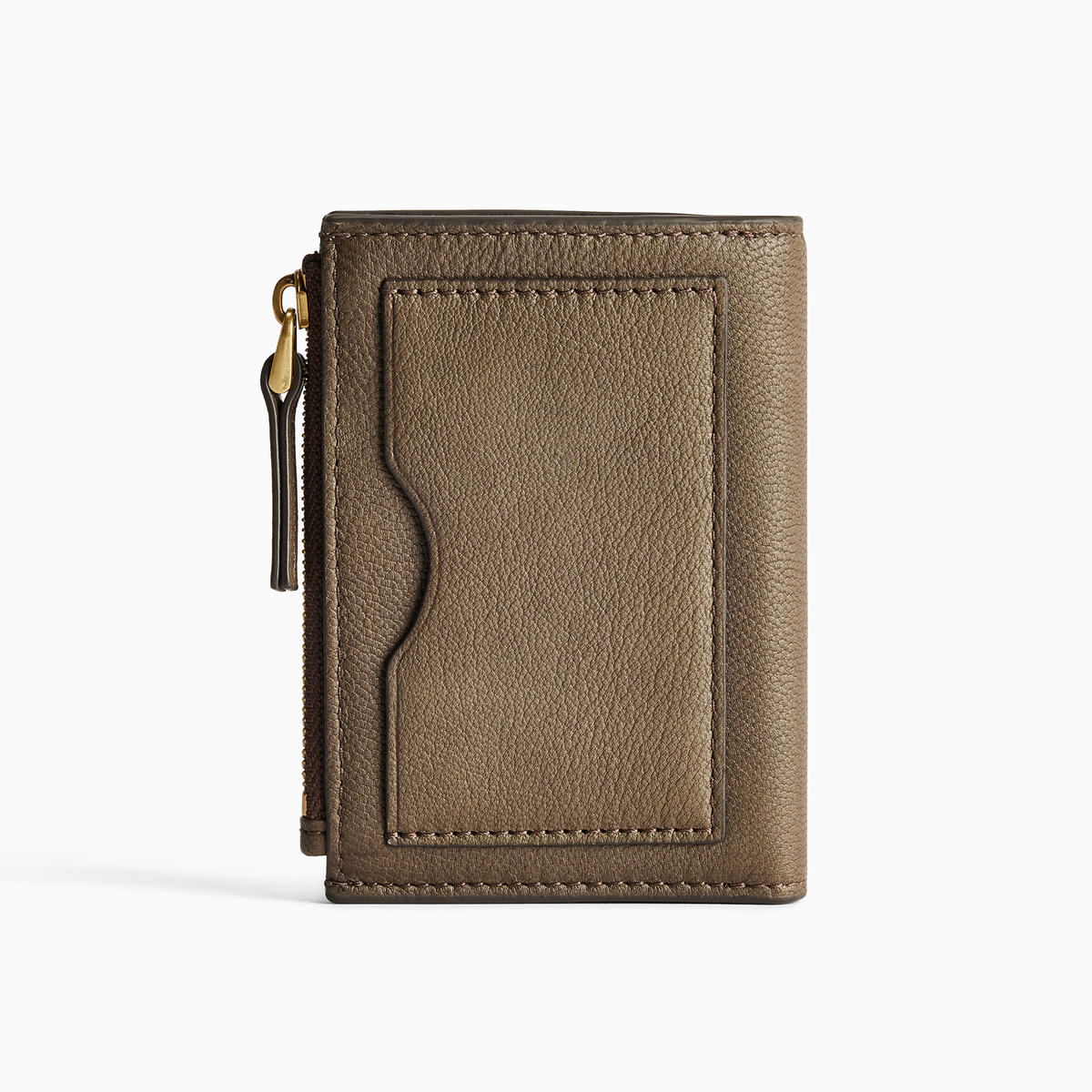Rear view of the R.M. Williams Ranger Wallet in Khaki, showing the textured leather, external slip pocket and zip fastening.