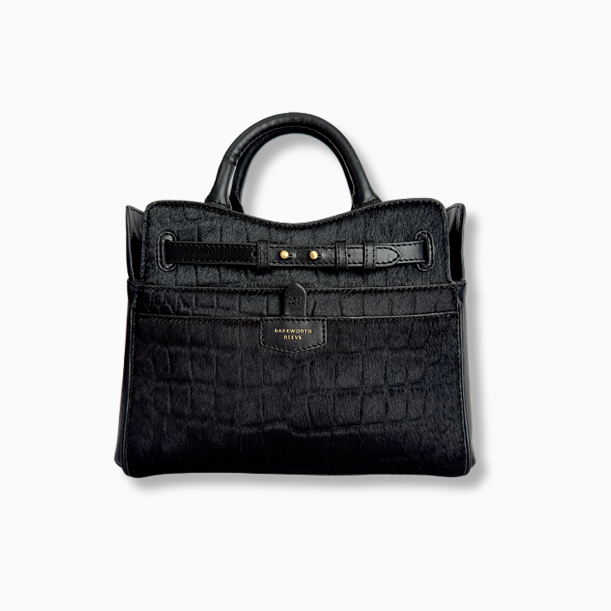 Ambridge Luxe Black Croc Embossed Hair on Hide Bag