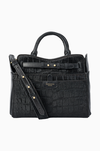 Ambridge Luxe Black Croc Embossed Hair on Hide Bag