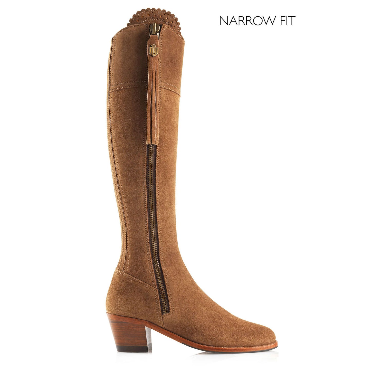 Narrow Fit Suede Heeled Regina Boot