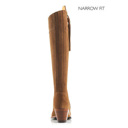 Narrow Fit Suede Heeled Regina Boot