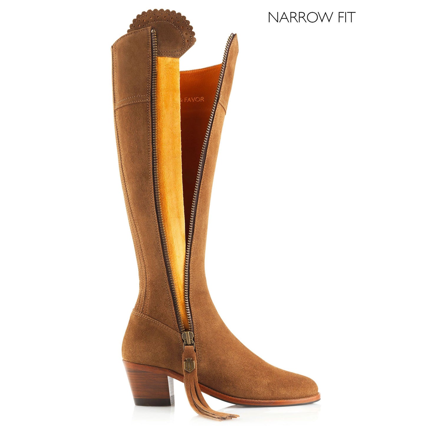 Narrow Fit Suede Heeled Regina Boot