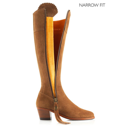 Narrow Fit Suede Heeled Regina Boot