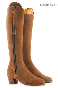 Narrow Fit Suede Heeled Regina Boot