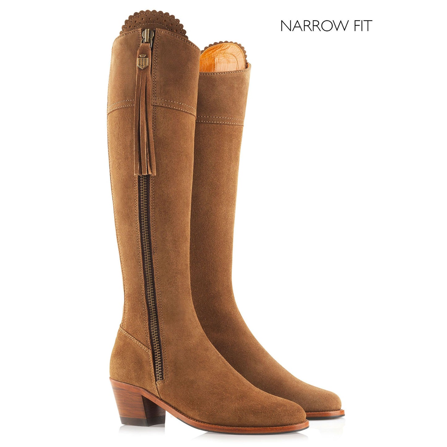 Narrow Fit Suede Heeled Regina Boot