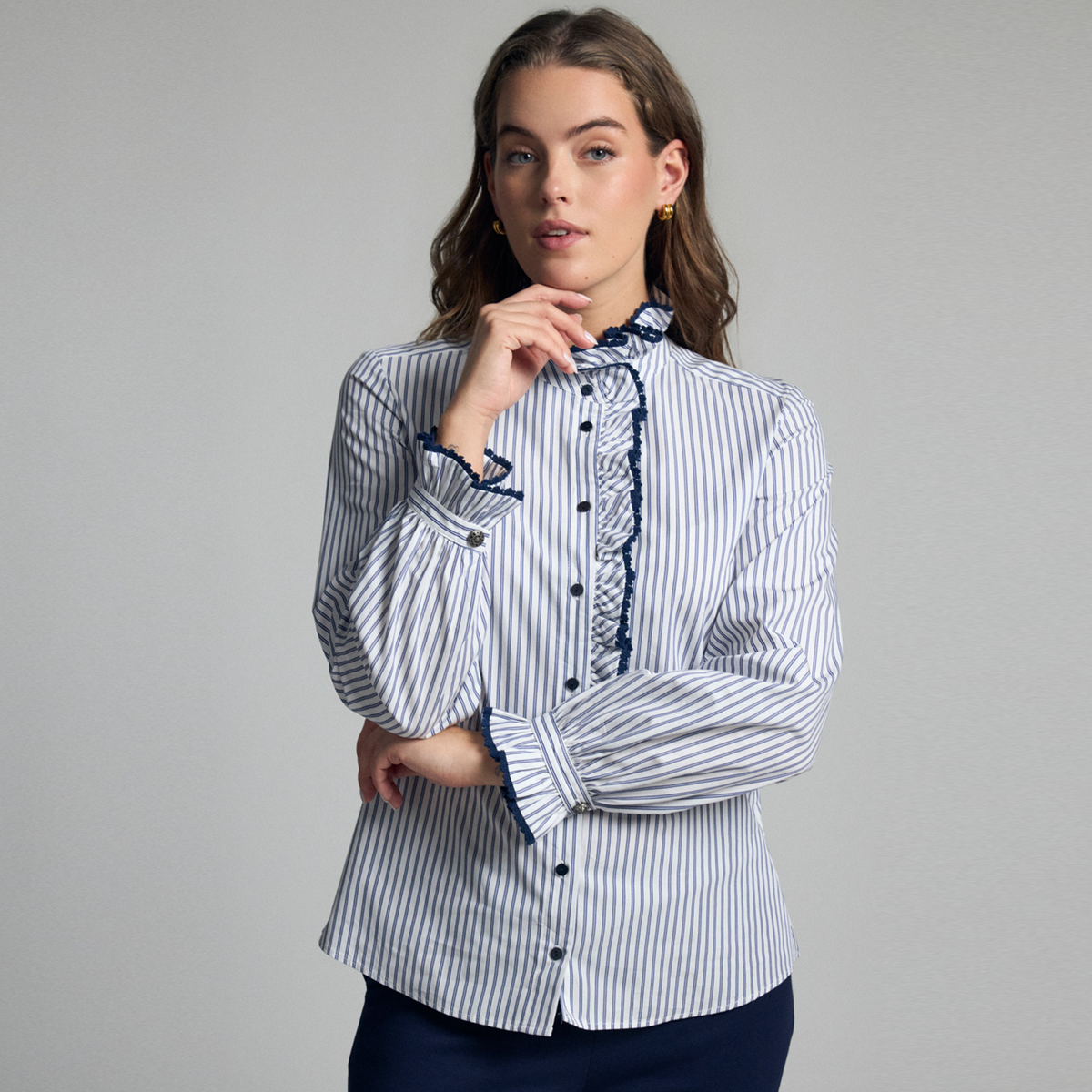 Atina Stripe Frill Shirt