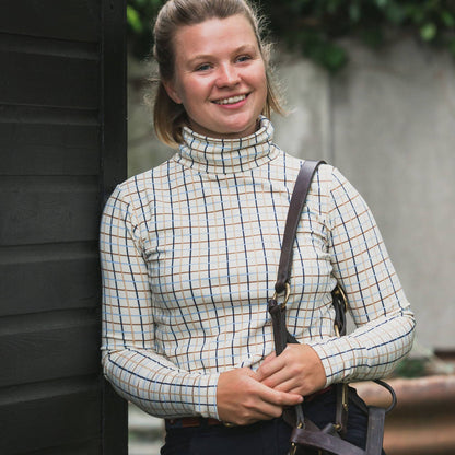 Cosy Check Roll Neck