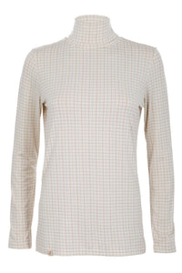 Silky Check Roll Neck