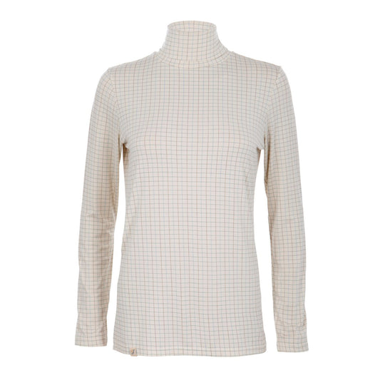 Silky Check Roll Neck