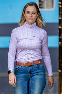 Silky Check Roll Neck