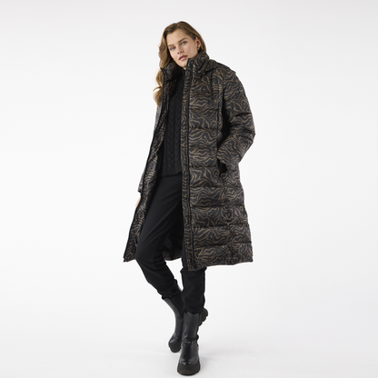 Animal Print Long Baffle Coat 