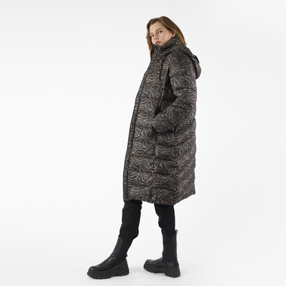 Animal Print Long Baffle Coat 