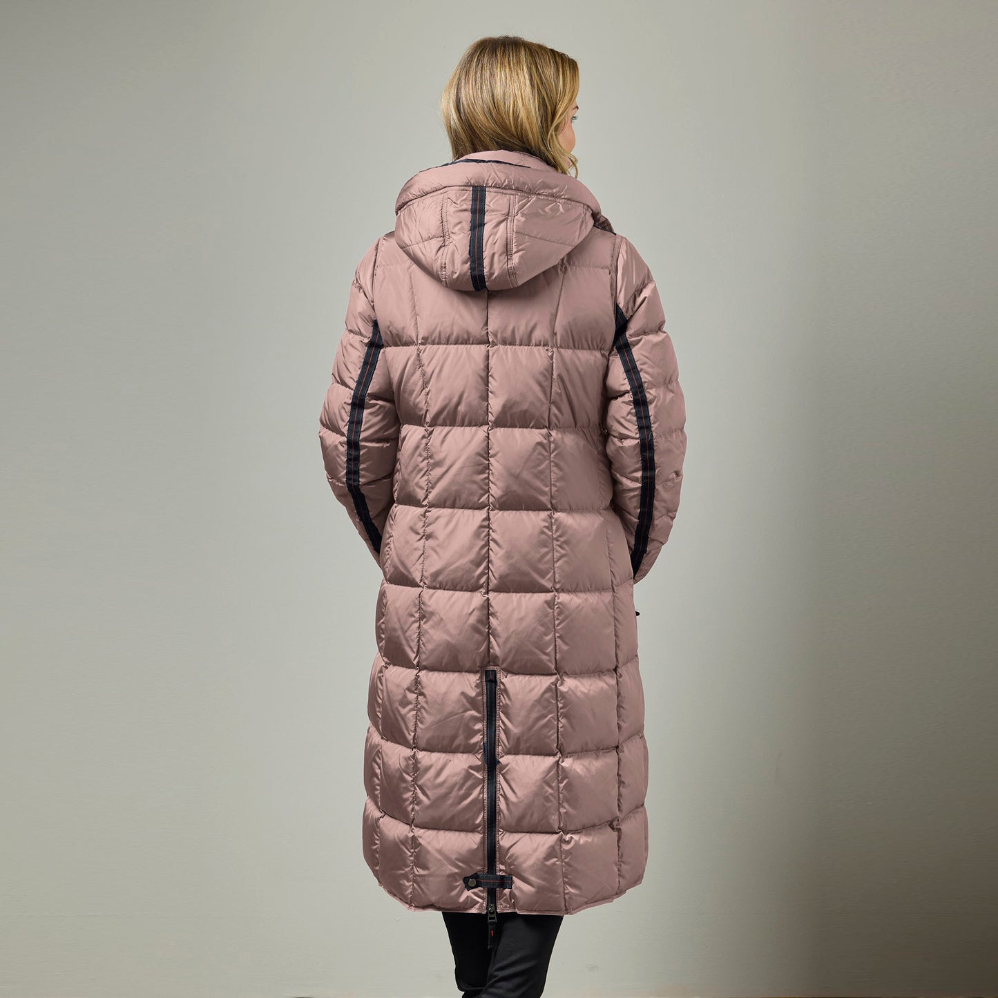 Celine Long Down Baffle with Fur Hood