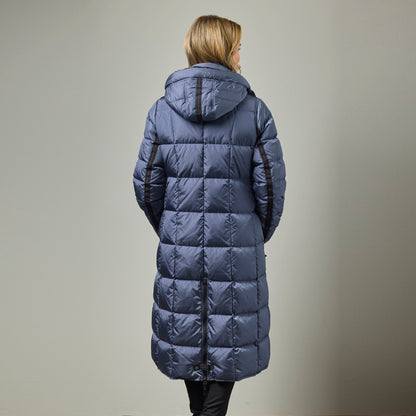 Celine Long Down Baffle with Fur Hood