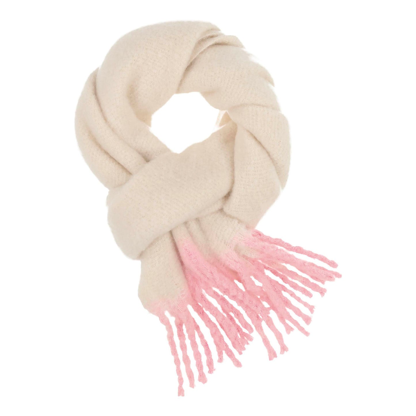 Fluffy Chunky Fringe Plain Dip Dye Scarf