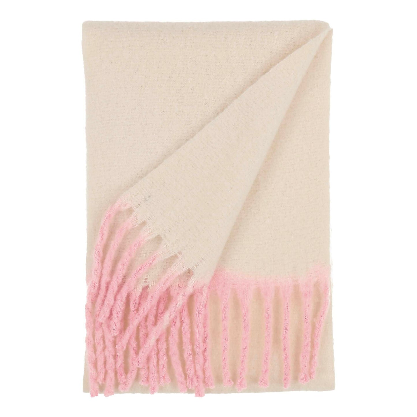 Fluffy Chunky Fringe Plain Dip Dye Scarf