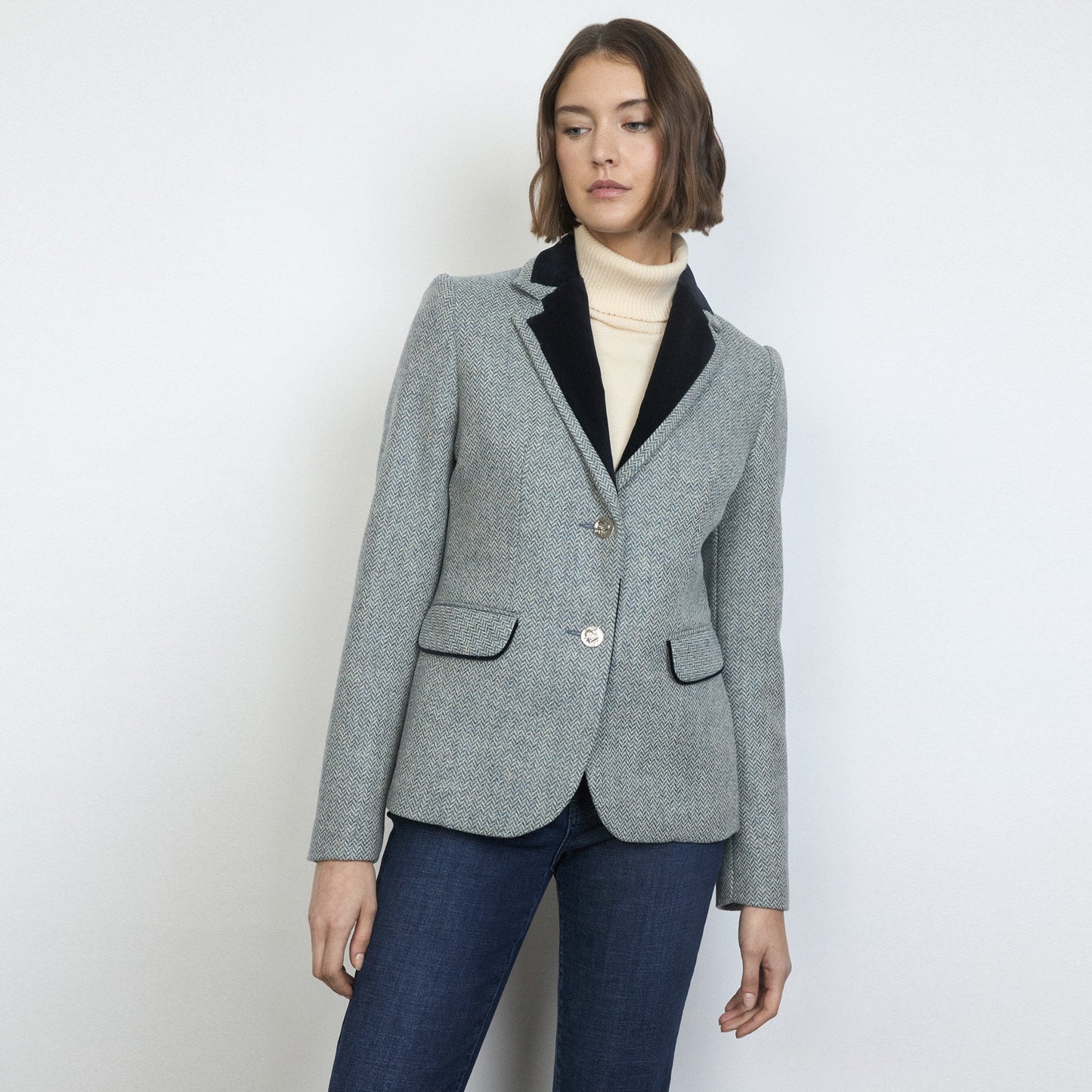 Fontana Herringbone Wool Short Jacket