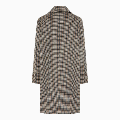 Pearl Flannel Check Wool Coat