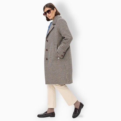 Pearl Flannel Check Wool Coat