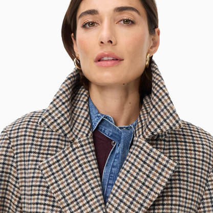Pearl Flannel Check Wool Coat