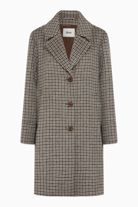 Pearl Flannel Check Wool Coat