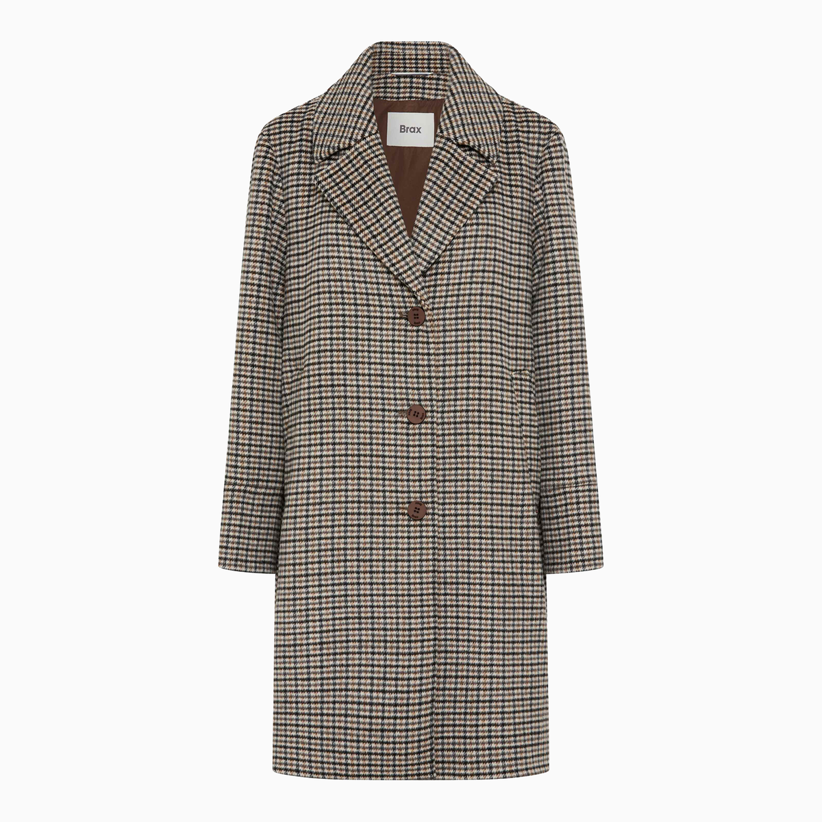 Pearl Flannel Check Wool Coat