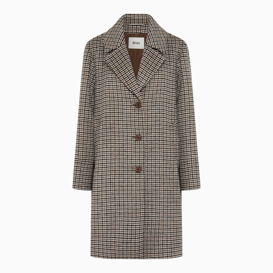 Pearl Flannel Check Wool Coat