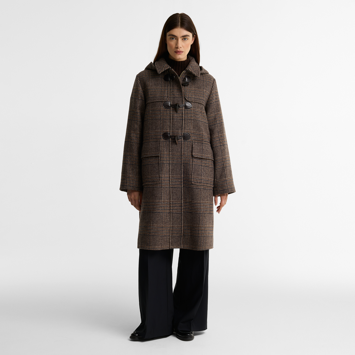 Melody Check Wool Duffle Coat