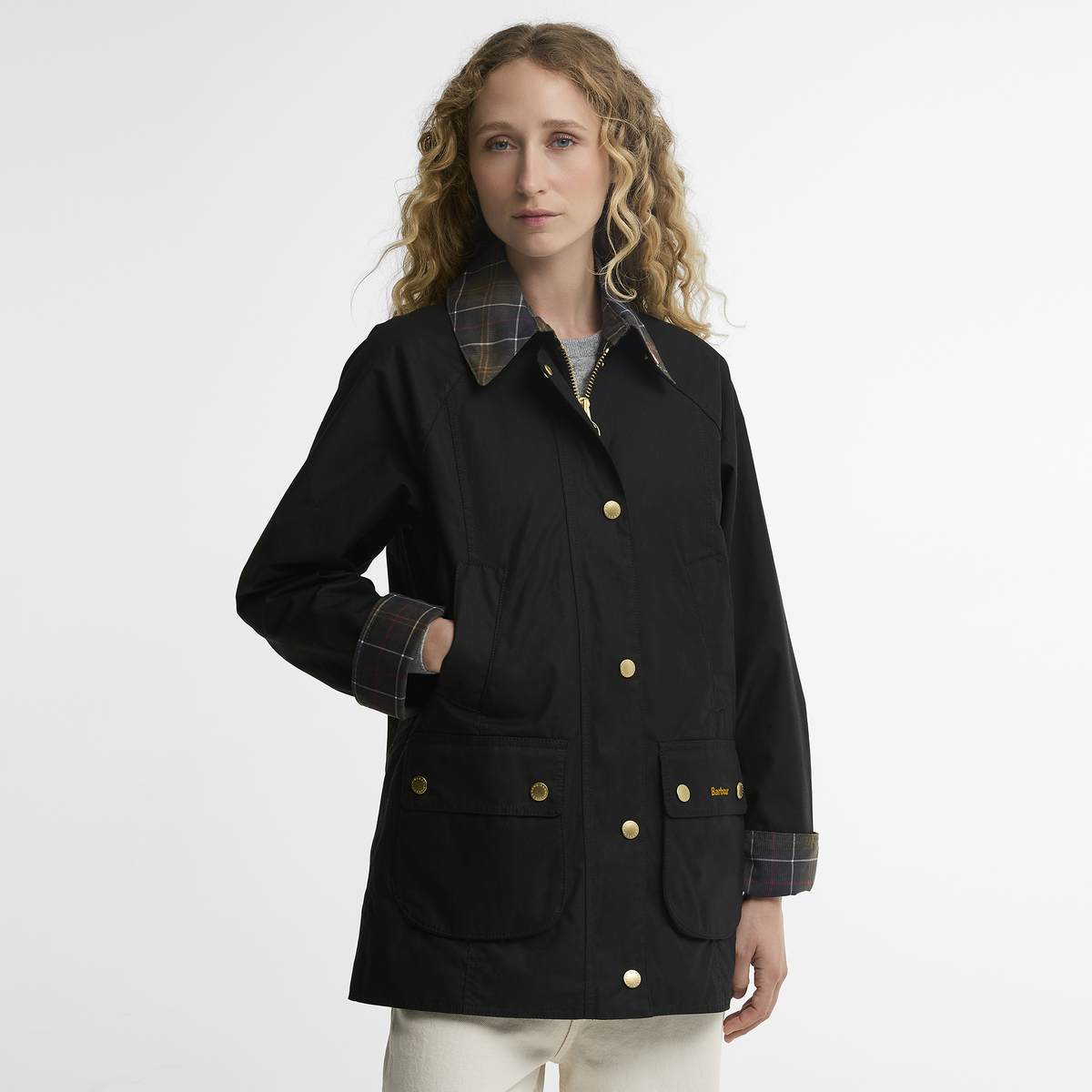 Tartan Collar Modern Beadnell Wax Jacket