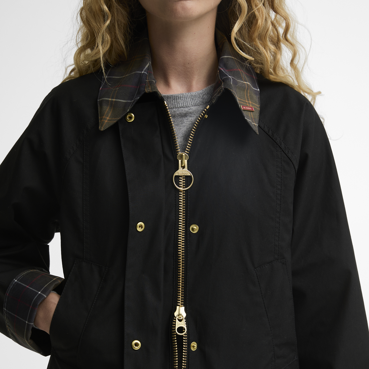 Tartan Collar Modern Beadnell Wax Jacket