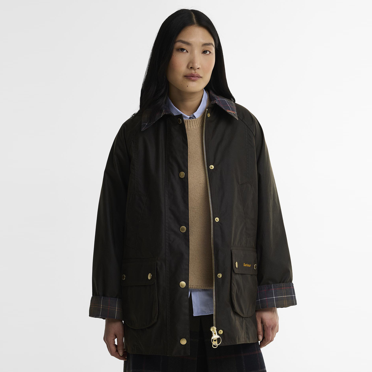 Tartan Collar Modern Beadnell Wax Jacket
