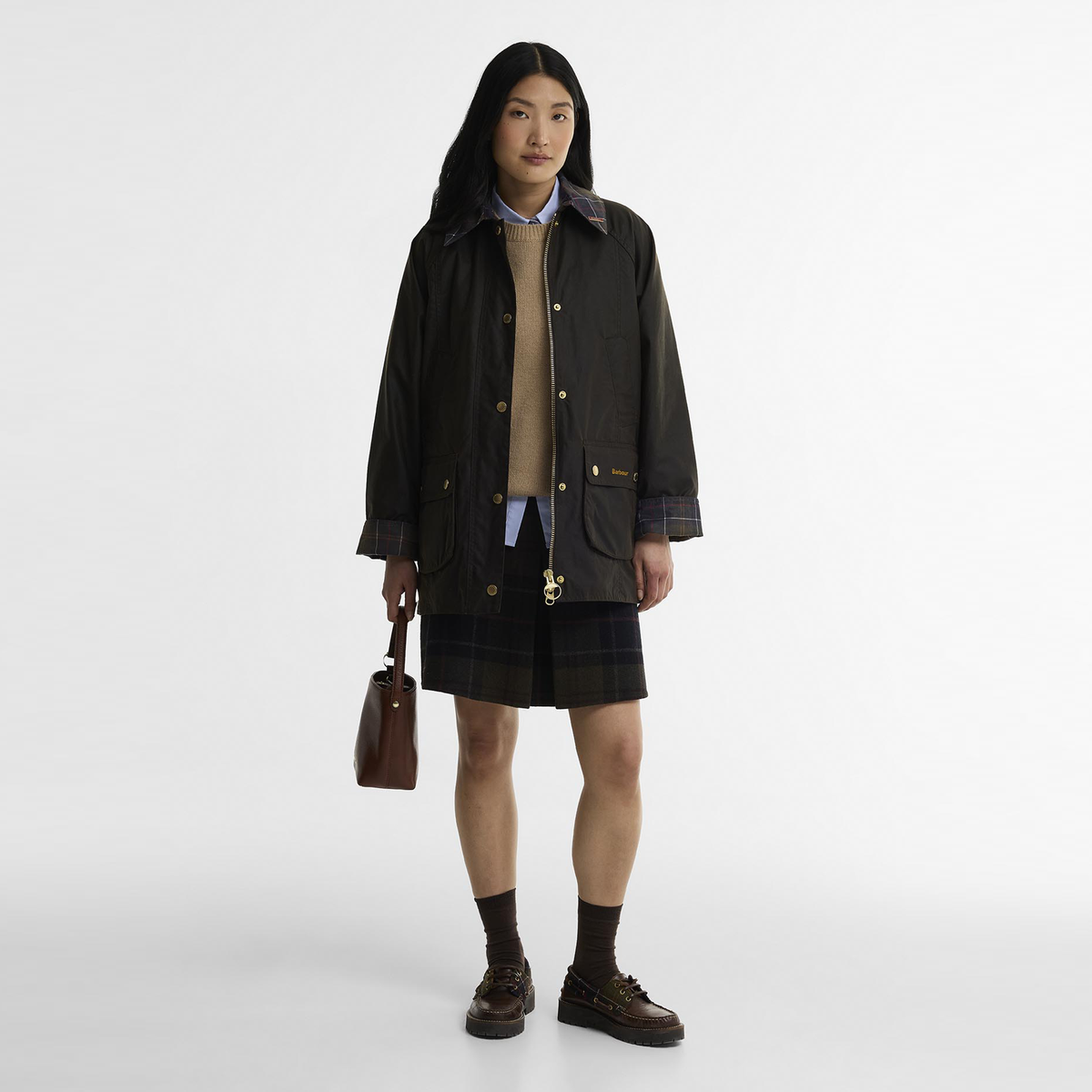 Tartan Collar Modern Beadnell Wax Jacket