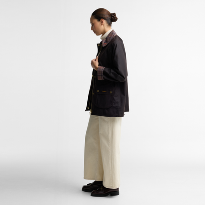 Tartan Collar Modern Beadnell Wax Jacket