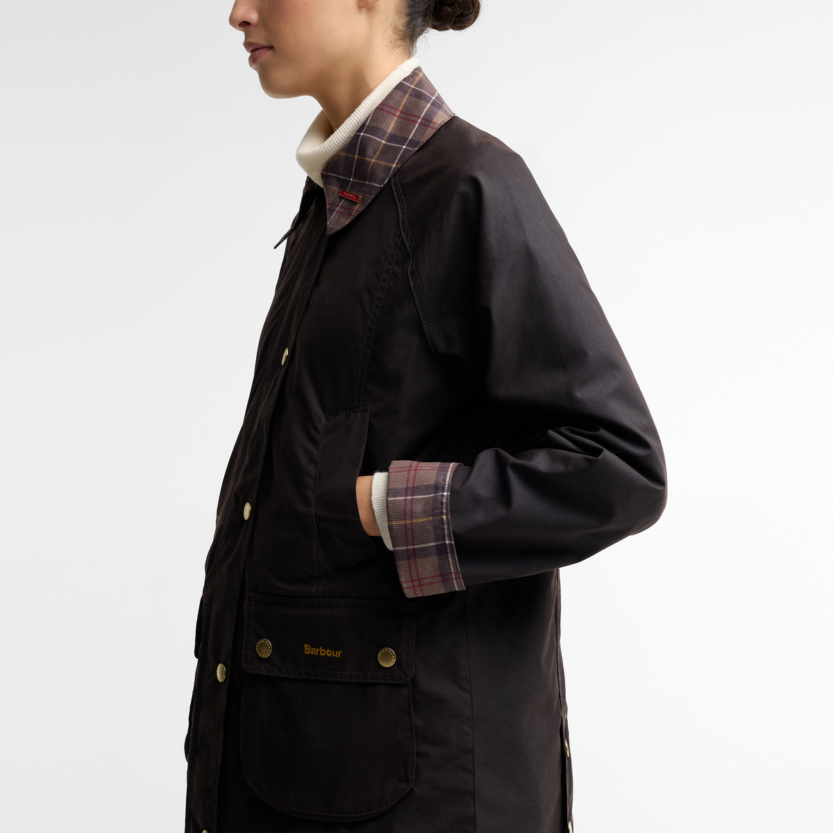 Tartan Collar Modern Beadnell Wax Jacket
