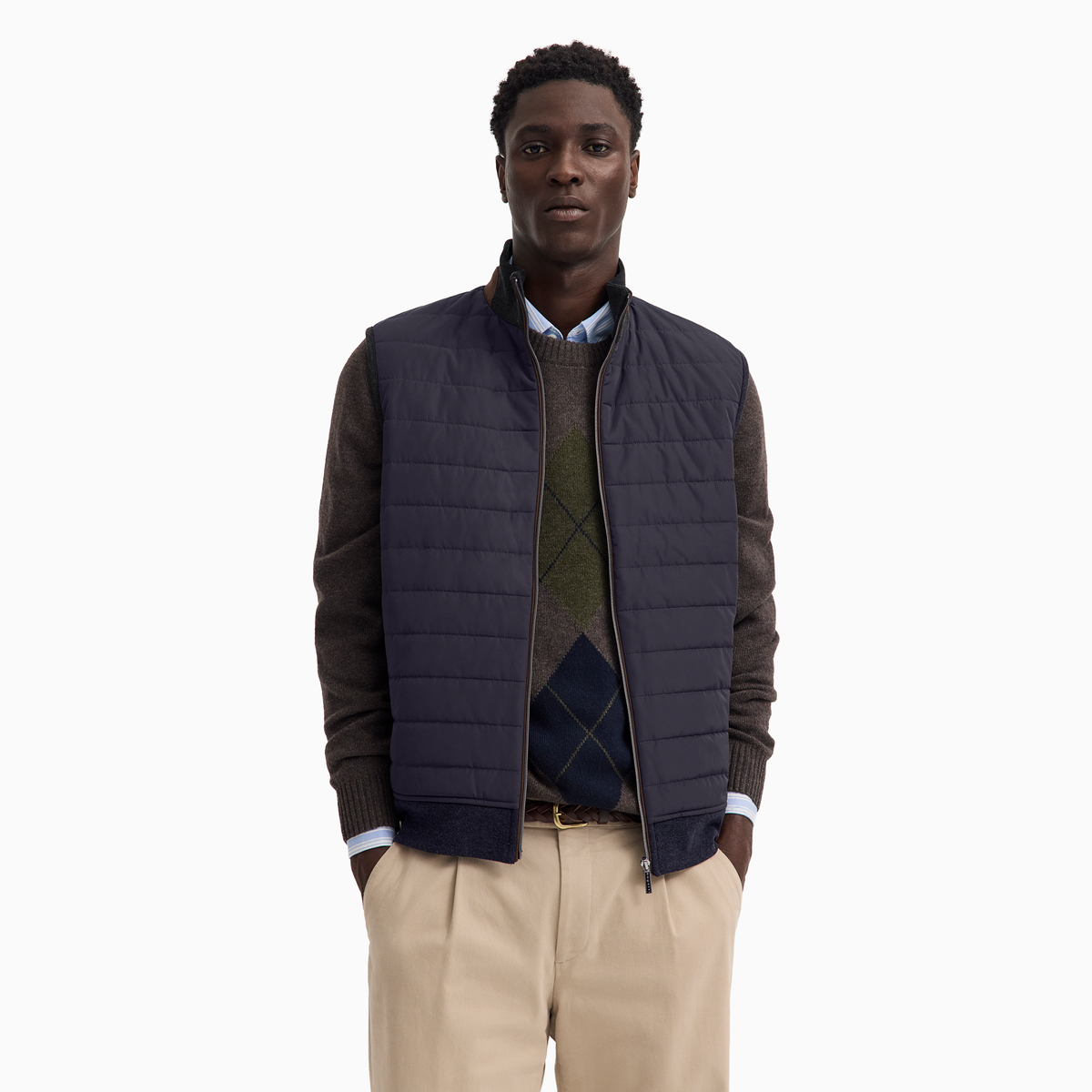Knitted Back Baffle Gilet 