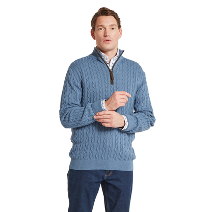 Calton Cotton Cashmere Cable Quarter  Zip Jumper