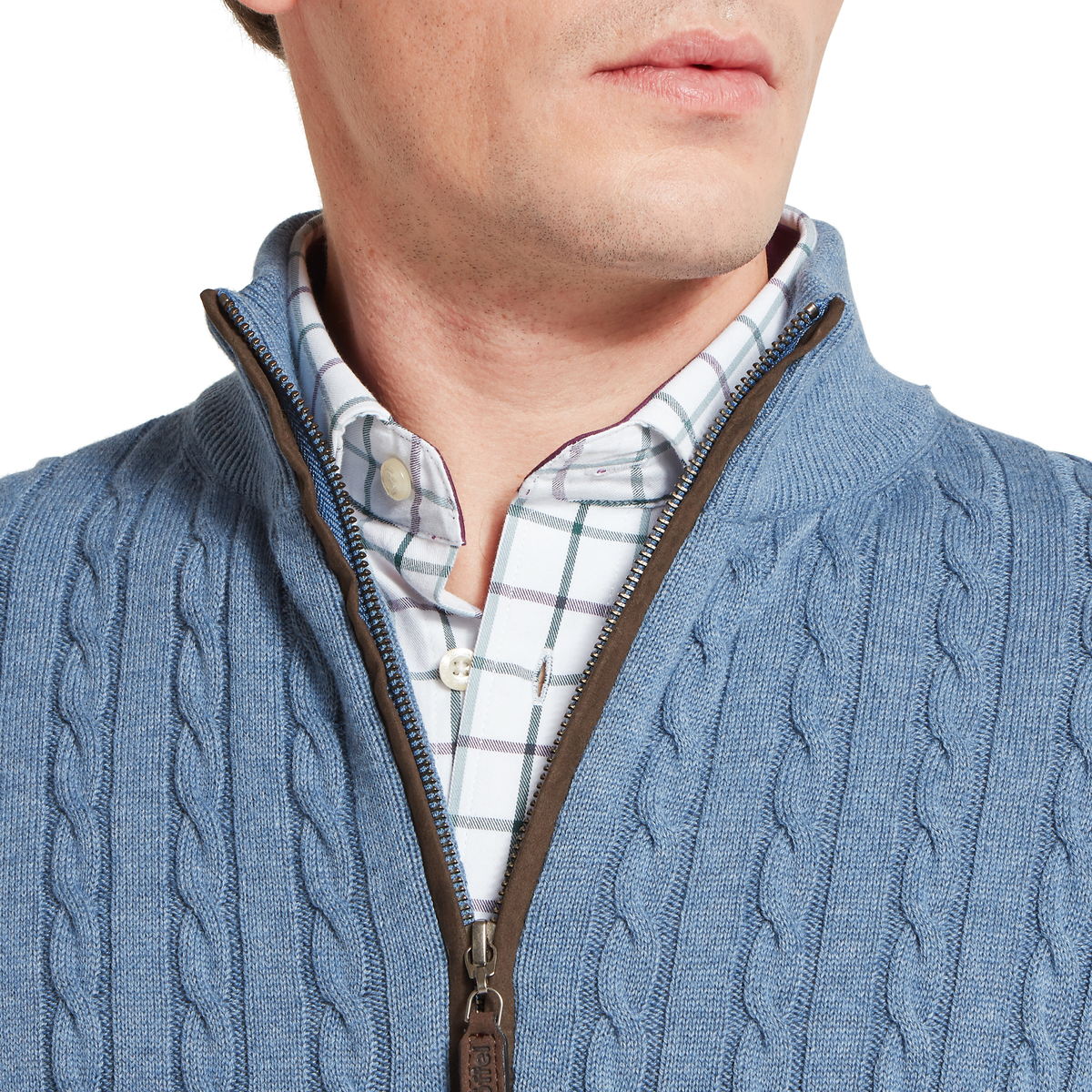 Calton Cotton Cashmere Cable Quarter  Zip Jumper