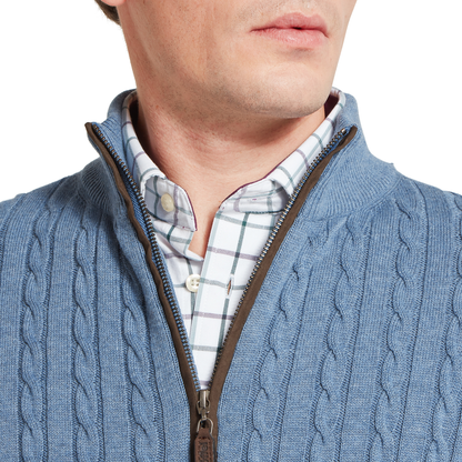 Calton Cotton Cashmere Cable Quarter  Zip Jumper
