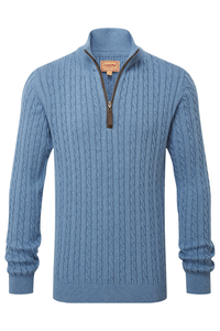 Calton Cotton Cashmere Cable Quarter  Zip Jumper