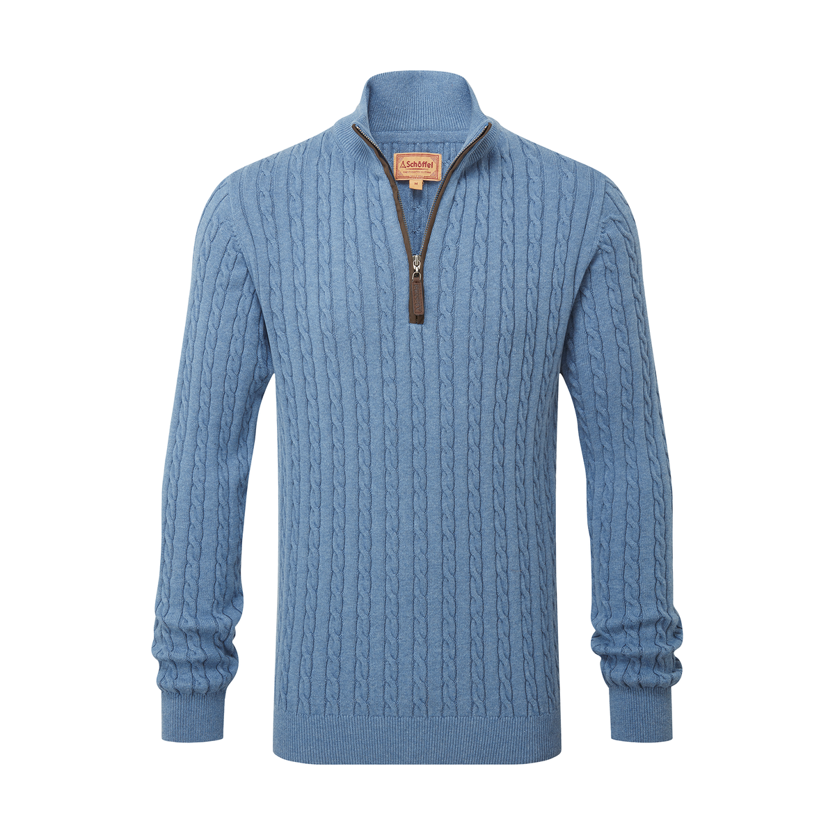 Calton Cotton Cashmere Cable Quarter  Zip Jumper