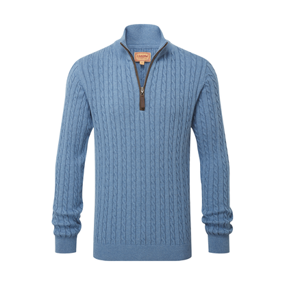 Calton Cotton Cashmere Cable Quarter  Zip Jumper