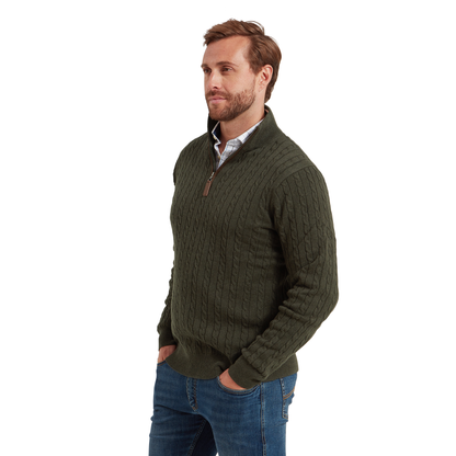 Calton Cotton Cashmere Cable Quarter  Zip Jumper