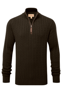 Calton Cotton Cashmere Cable Quarter  Zip Jumper