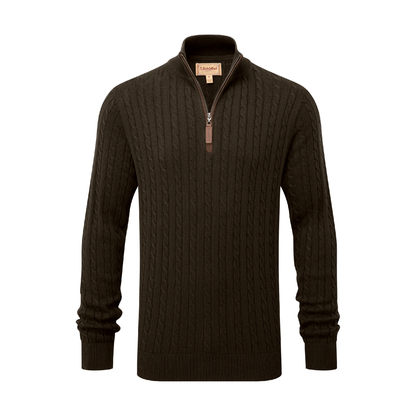 Calton Cotton Cashmere Cable Quarter  Zip Jumper