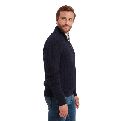 Calton Cotton Cashmere Cable Quarter  Zip Jumper