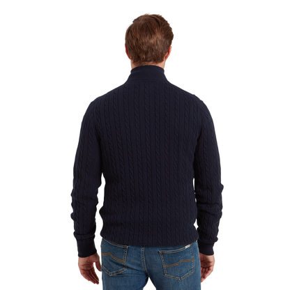 Calton Cotton Cashmere Cable Quarter  Zip Jumper